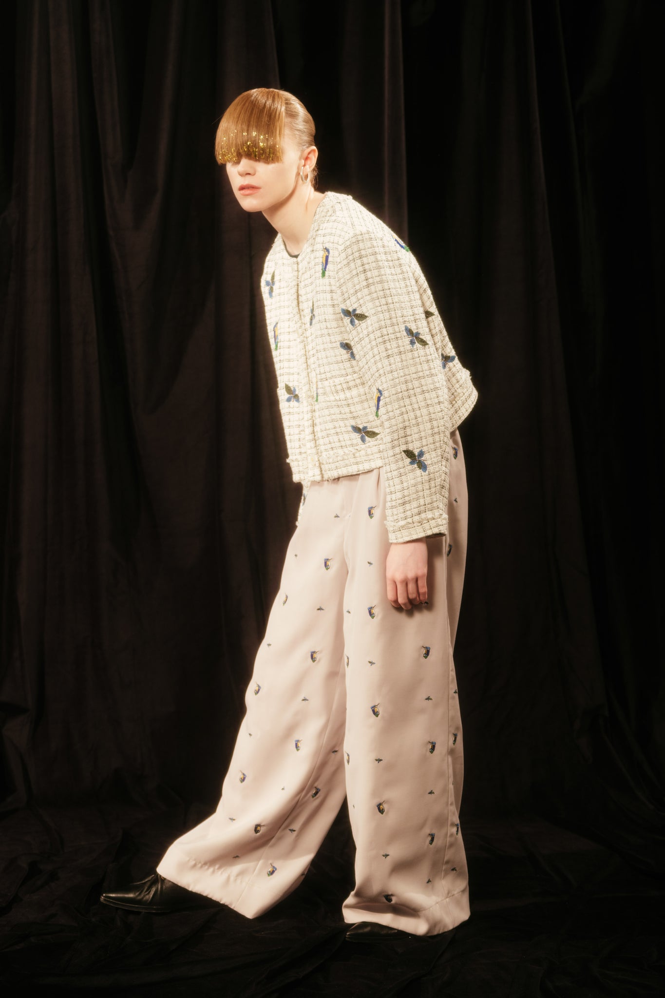 Isokichi Asakura × canaco_ EMBROIDERED TWEED SHORT JACKET（SKM-283）