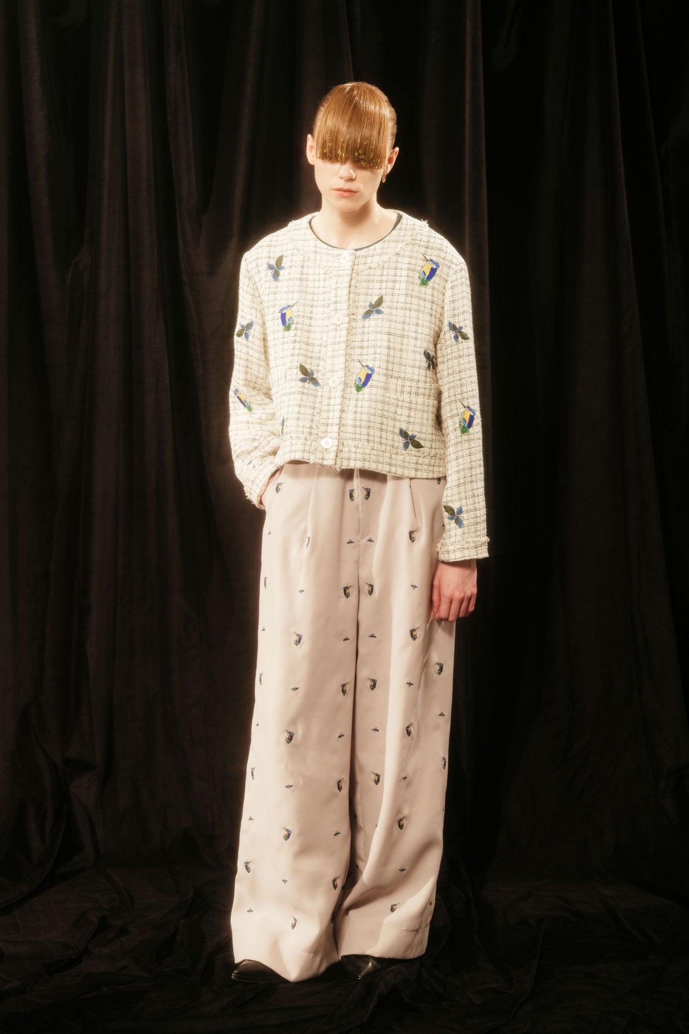 Isokichi Asakura × canaco_ EMBROIDERED TWEED SHORT JACKET（SKM-283）